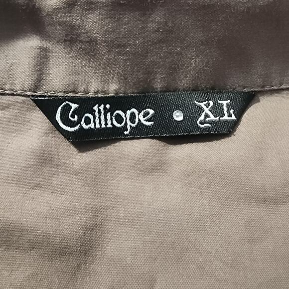 Calliope Women's Long Sleeve Snap Up Military Green Western Style Shirt Size XL - Picture 5 of 8